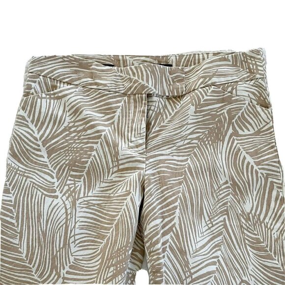 Talbots Modern Fit Crop Pants Women's Size 6 Ivory Tan Palm Print Tropical - Picture 4 of 8